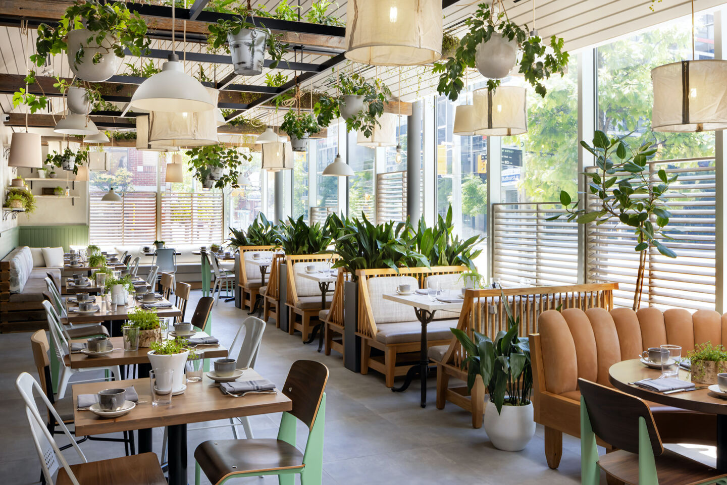 The restaurant at 1 Hotel Toronto, a biophilic hotel that celebrates the beauty of Toronto’s natural environment