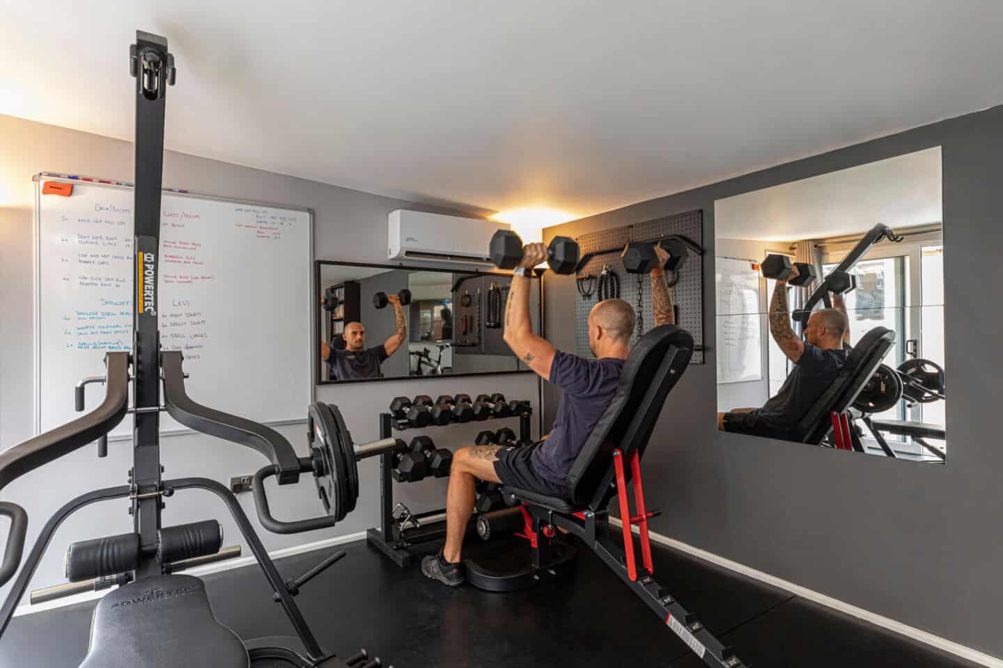 A spare room set up as a home gym