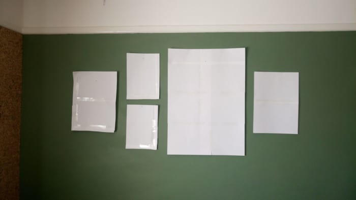 Livingroom makeover gallery wall templates made from paper
