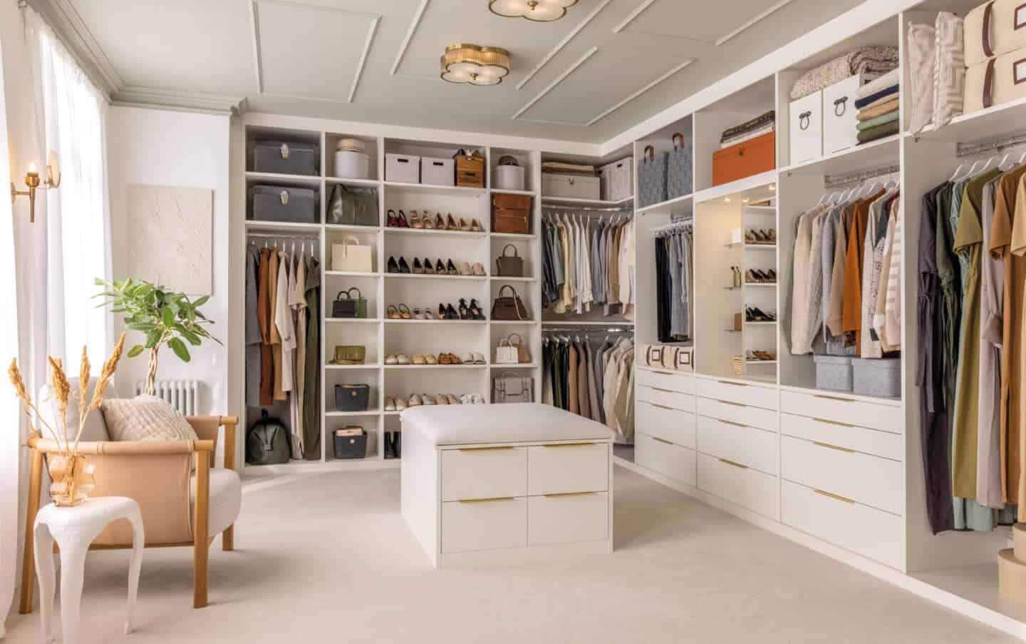 A walk-in wardrobe