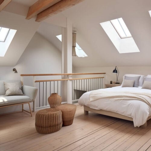 A bedroom in a heritage home with Conseravtion Rooflights from Stella Rooflight