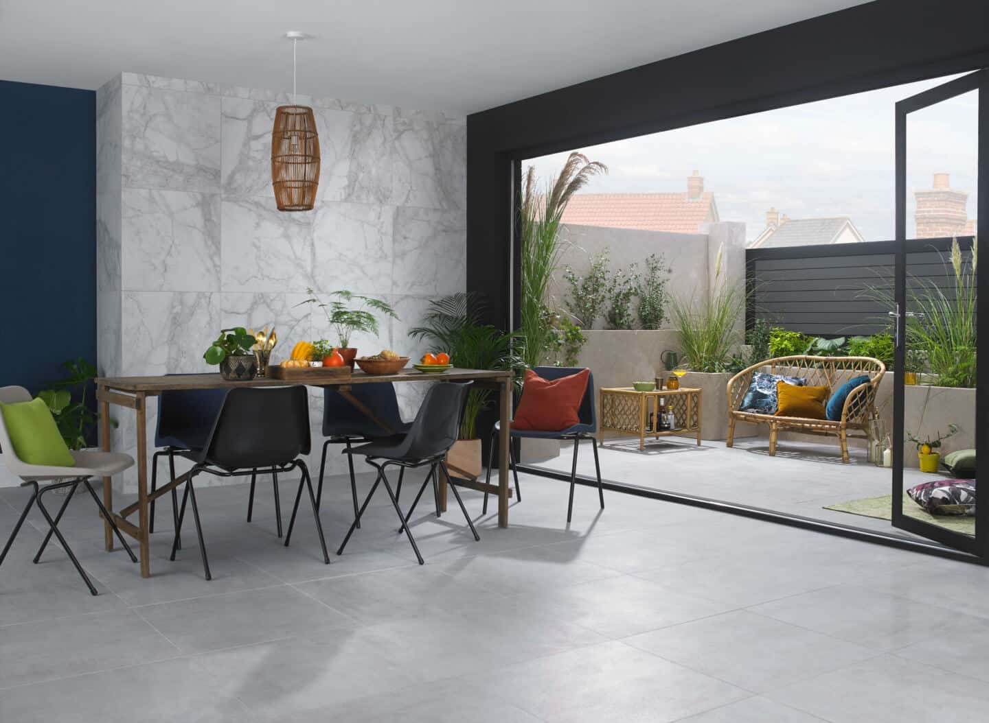Indoor outdoor living with seamless flow from the dining room out to the garden