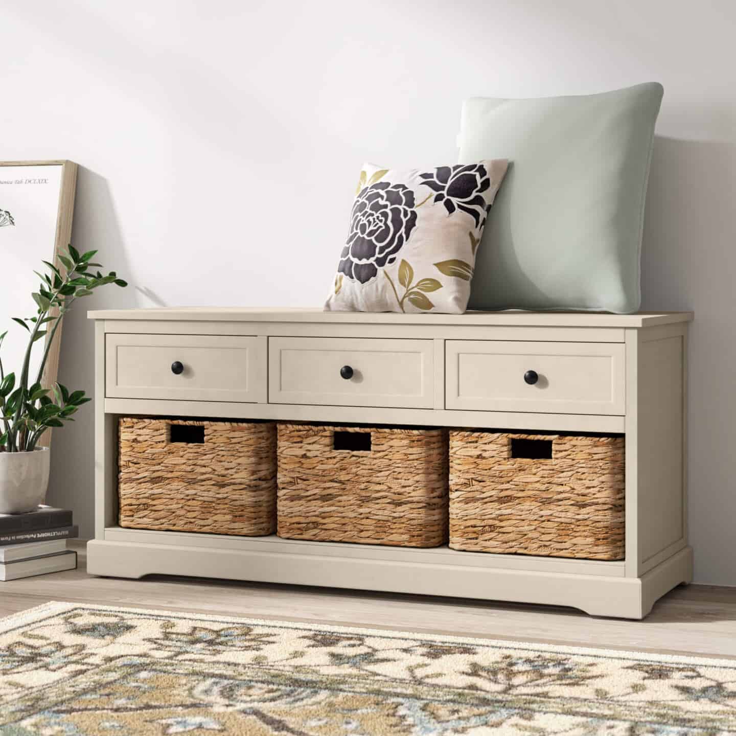 A storage bench is perfect for a small home